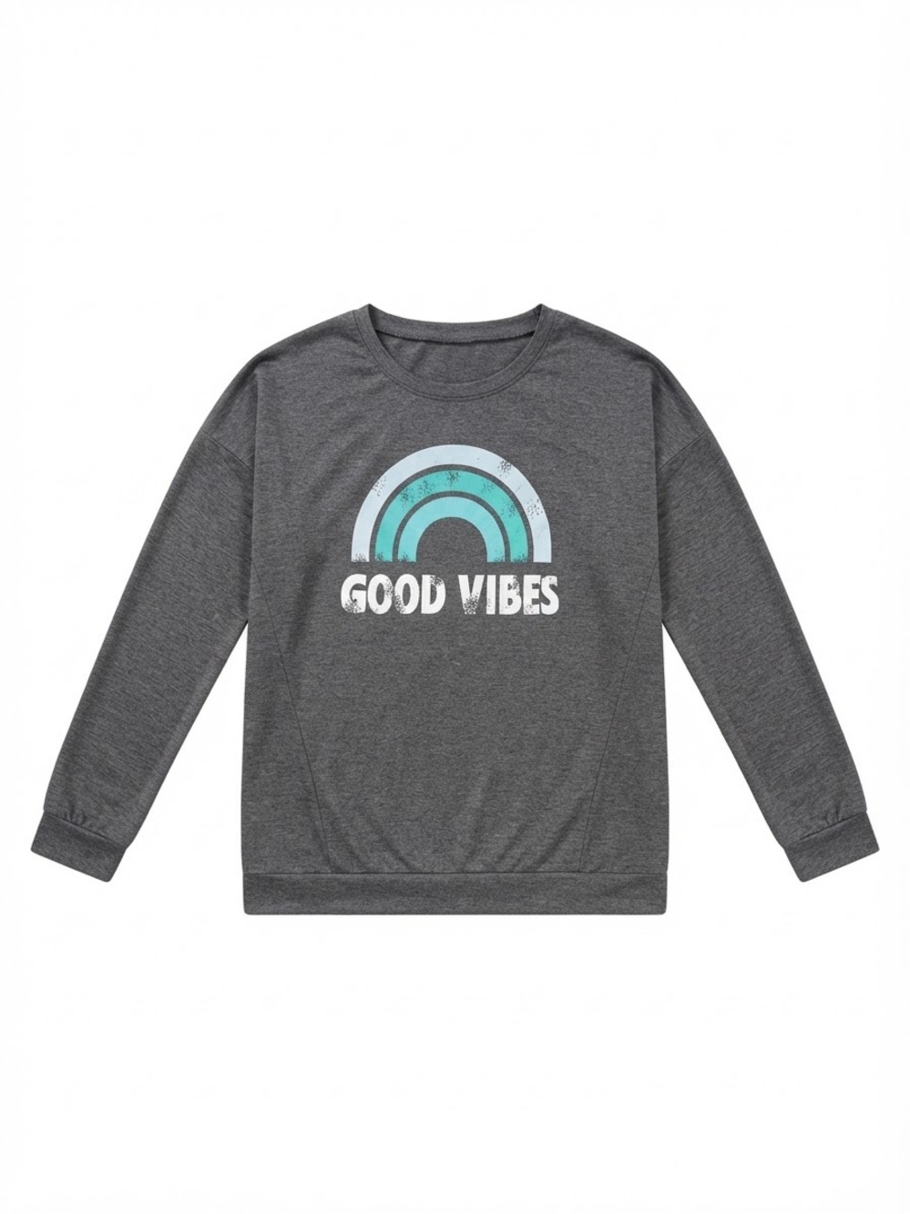 Gray 'Good Vibes' Graphic Crewneck Sweatshirt